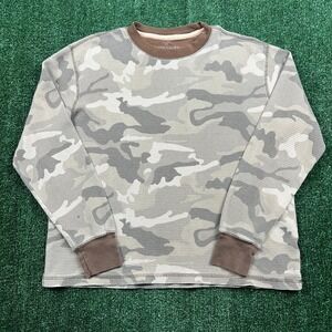 VTG Faded Glory Gray Brown Thermal Long Sleeve T-Shirt Men's Large Woodland Y2K